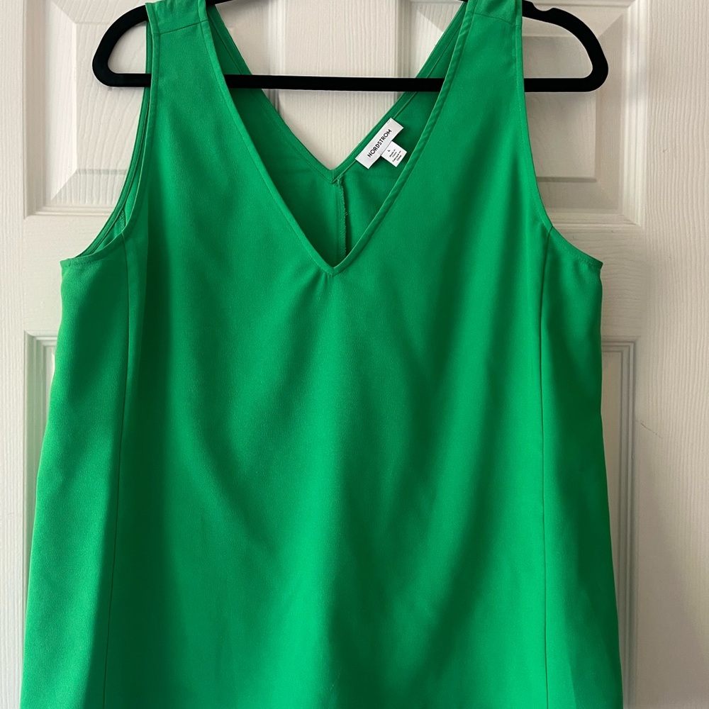 Nordstrom Vibrant Green V-Neck Tank Top